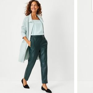 Green, Faux leather Ann Taylor ankle pants